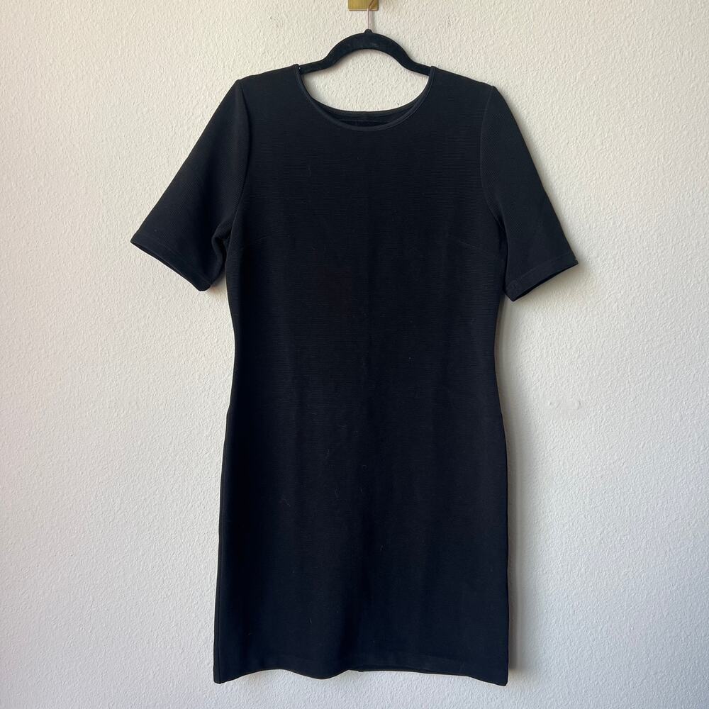Mario Serrani Black Textured Ribbed Knit Dress Size M